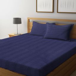 Myntra Elegant Homes Blue 300 TC King Bedsheet with 2 Pillow Covers-image-70