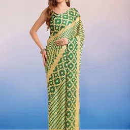 Mitera Woven Design Poly Chiffon Leheriya Saree-image-43