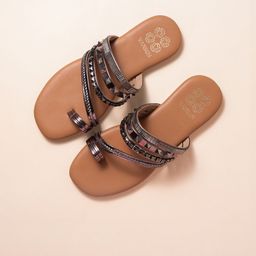 VANSON SHOES Women Embellished Open Toe Flats-image-10