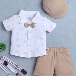 BUMZEE Boys Printed Short Sleeves Shirt With Shorts & Suspenders-26