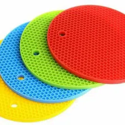 Heat Resistant Silicone Mats for Kitchen Trivets, Round, Multi Color Mat Trivet-1