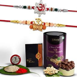 DeoDap Unisex 4 Pieces Beaded Rakhi Gift Set-image-98