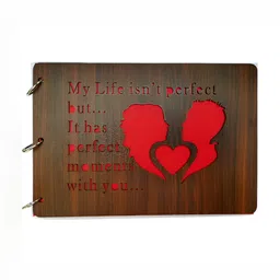 SEHAZ ARTWORKS Brown & Red TexturedWooden Scrapbook Photo Albums-13