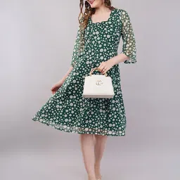 Mishy Women Polka Dots Printed Fit & Flare Knee Length Dress-image-52
