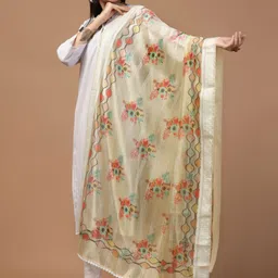 Kaizen TEXO FAB Ethnic Motifs Printed Organza Dupatta image 5