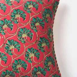 Fabindia Paro Pink & Green Floral Printed Square Shaped Cotton Cushion Cover-27