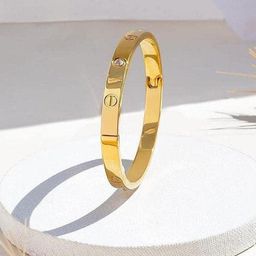 DressBerry Women American Diamond Antique Gold-Plated Bangle-Style Bracelet-3