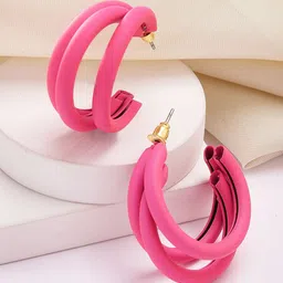 Bohey by KARATCART Contemporary Half Hoop Earrings-20