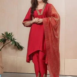 HERE&NOW Women A-Line Kurta With Dhoti Pants & Dupatta-picture-36
