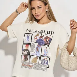 LULU & SKY People And Places Printed Round Neck Drop-Shoulder Pure Cotton Boxy T-shirt-0
