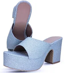 Digni Women Silver Open Toe Block Heels-picture-36