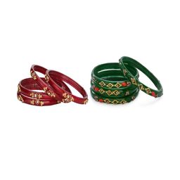 Somil Elegant Combo Glass Bangle Set | Handmade Traditional Chudi For Women | Perfect For Daily & Occasion Use, Combo of 2 Set, Red, Green-image-88