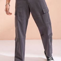 HIGHLANDER Men Straight Fit Cargos Trousers-image-85