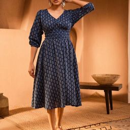 Krunal Raiyani Women PrintedFit And Flare Midi Dresses-picture-4