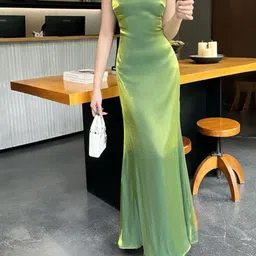 KPOP Solid Shoulder Straps Sleeveless Sheath Maxi Dress-picture-15