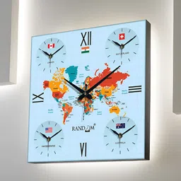 RANDOM Blue & Red Printed Wall Clock-53