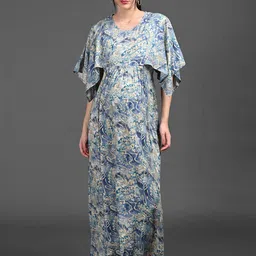 GOLDSTROMS Floral Print Flutter Sleeve Maternity Kaftan Maxi Dress-picture-8
