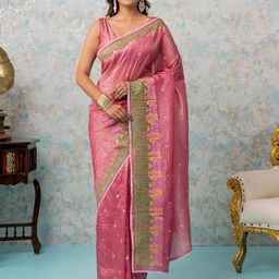 MIMOSA Floral Embroidered Banarasi Saree-picture-56