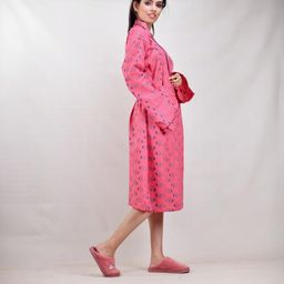 CLYMAA Pink Pure Cotton Maxi Printed Nightdress-image-81