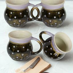 Unravel India Green & Grey Handcrafted and Hand Painted Solid Ceramic Matte Mugs Set of Cups and Mugs-46