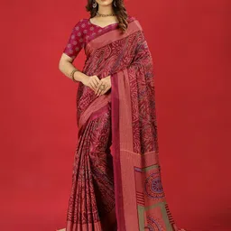 A.V.M. SILK MILLS Floral Pure Crepe Designer Saree-image-73