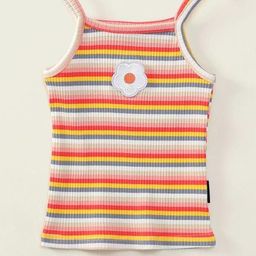 LULU & SKY Girls Striped Floral Applique Fitted Cami Top-image-94