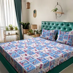 Myntra Elegant Homes Cartoon Characters Pure Cotton 400 TC King Bedsheet Set 2.5m x 2.25m-image-54