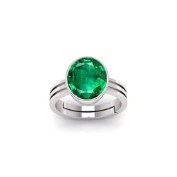 Pranjal Gems Unisex 8.25 Ratti 7.62 Carat Emerald Panna Gemstone Studded Finger Ring-image-41