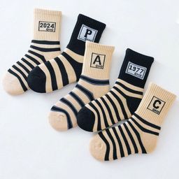 BAESD Kids Pack Of 5 Striped Ankle-Length Socks-35