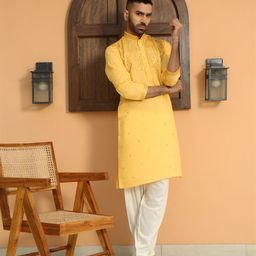 KRAFT INDIA LUXE Ethnic Motifs Embroidered Sequinned Kurta-image-50