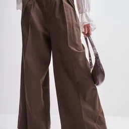 CHIC BY TOKYO TALKIES Women Flared Pleated Parallel Trousers-picture-33
