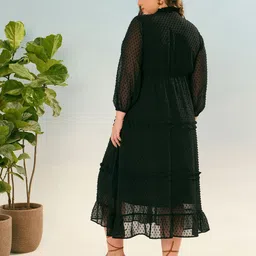 SASSAFRAS Curve Self Design Fit and Flare Midi Dress image 3