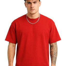 SONIBROS Men Solid Round Neck Oversized T-shirt-image-95