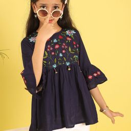 BAESD Girls Floral Embroidered Bell Sleeves Top-picture-45