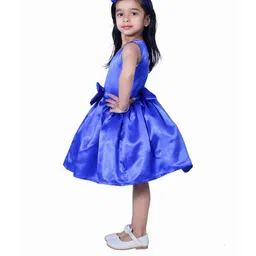 Shahina Fashion Girls V-Neck Bow Detail Satin Fit and Flare Dresses-picture-42