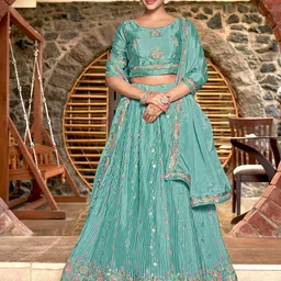 VARNI FABRICS Embroidered Semi-Stitched Lehenga & Unstitched Blouse With Dupatta-31