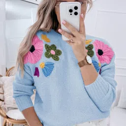 StyleCast Women Floral Printed Round Neck Long Sleeves Pullover-picture-7
