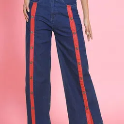 KATLINE Women Smart Straight Fit High-Rise Light Fade Stretchable Jeans-picture-32