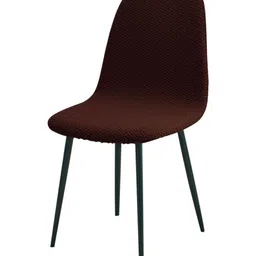 HOKIPO Brown Jacquard Shell Dining Chair Cover Stretchable Slipcovers, Chocolate Brown-image-8