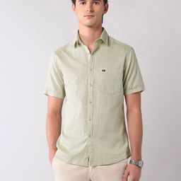 AD By Arvind Men Slim Fit Textured Spread Collar Cotton Casual Shirt-picture-45