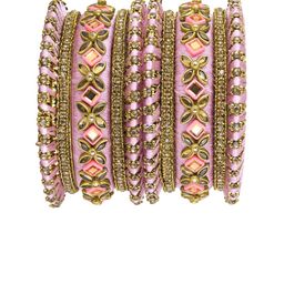 Peora Set Of 10 Gold-Plated Kundan Stone Studded Bangle-picture-12