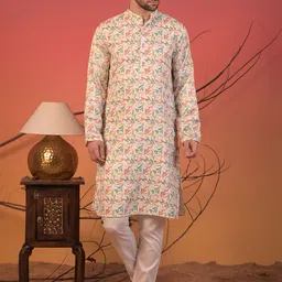 Rangkathaa Men Ethnic Motifs Printed Mirror Work Kurta-picture-2