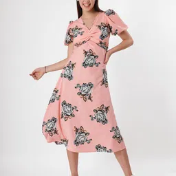 clobug Floral Print Crepe Midi Dress-image-53