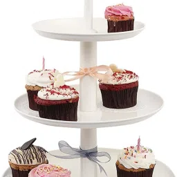 3 Tier Cake Stand-Elegant Stand for Weddings, Birthday knob (Off White) Stainless Steel Cake Server-16