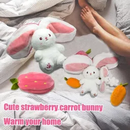 dk enterprises Soft Toy Bunny Plush,Rabbit with Zipper, Reversible Bunny- 10 inch image 5