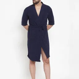 Navy Blue 1 Free Size Bath Robe-image-18