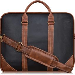 Black & Tan Color Faux Leather 10L Office Laptop Bag For Men & Women SF-BG43 Waterproof Messenger Bag-image-16
