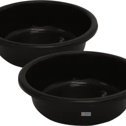 Plastic Multiuses Plastic Knead Dough Basket/Basin Bowl 6 Ltr- Pack of 2 (Black) Storage Basket-16