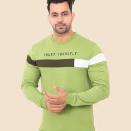 Men Typography Crew Neck Polyester Light Green T-Shirt-picture-12