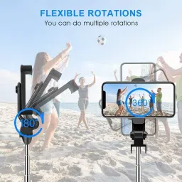 SOJUBA Selfie Stick Tripod stand With Bluetooth Detachable Remote control+Carry Bag Monopod, Tripod, Tripod Kit image 2